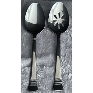 Pfaltzgraff Rope Twist 18/0‎ Stainless 2-9" Serving Spoons Braided Band Pattern